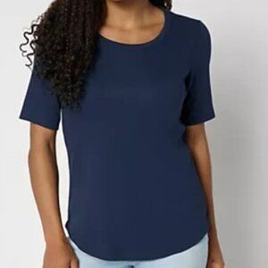 Denim & Co. Essentials Modal Rib Short Sleeve Scoop Neck Top NWT
